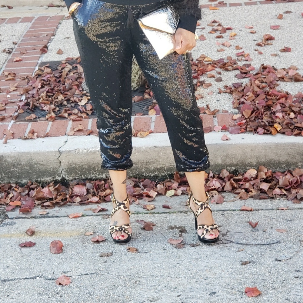 Black Sequin Joggers
